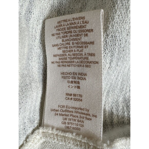 Free People Size M Marakesh Embellished Crochet Sweater Top Ivory Cotton New - Picture 12 of 13